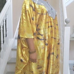 Vibrant Yellow and Black Kaftan
